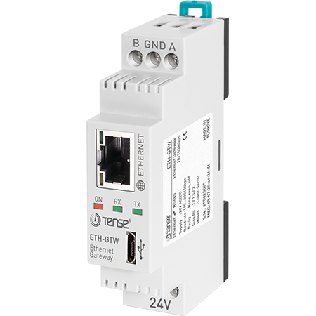 Módem Ethernet, RS-485, compatible con TCP/IP. Comunicación Modbus 24V.
