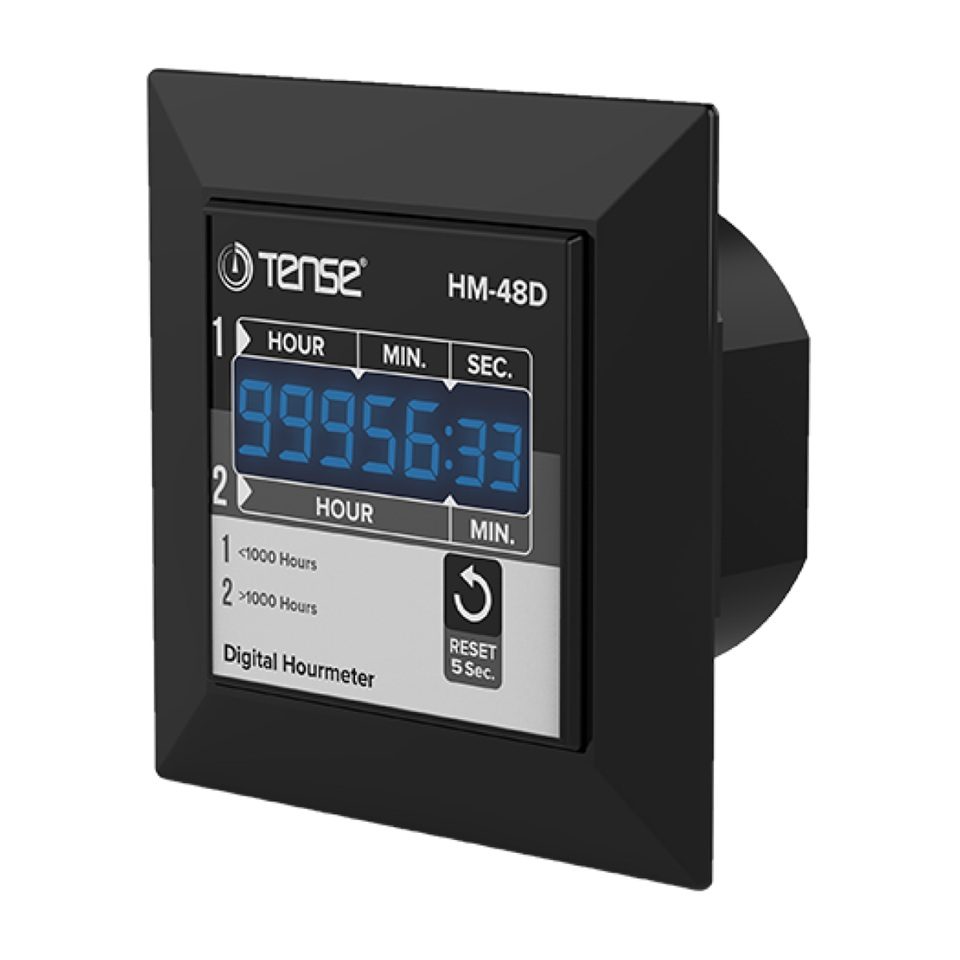 Contador de horas digital (máximo 99.999 horas), pantalla de 5 dígitos de 9 mm y 2 dígitos de 8 mm, con reserva reinicia