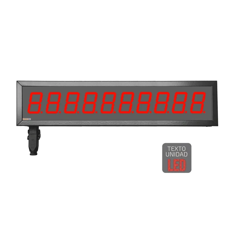 Visualizador Numerico 57mm, 10 digitos, Serie, Ethernet, Wifi +2R, Texto LED