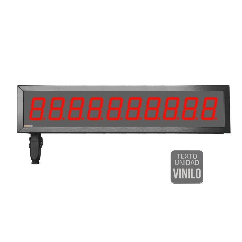 Visualizador Numerico 57mm, 10 digitos, Serie, Ethernet, Wifi +2R, Texto Vinilo
