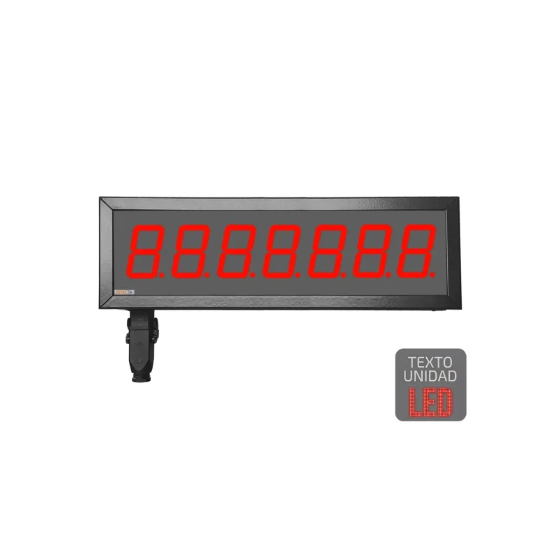 Visualizador Numerico 57mm, 7 digitos, BCD-Contador-Tacometro-Cronómetro +2R, Texto LED, IP65
