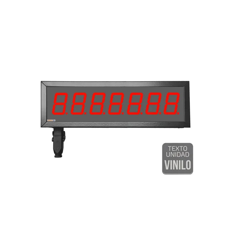 Visualizador Numerico 57mm, 7 digitos, BCD-Contador-Tacometro-Cronómetro +2R, 24VDC, Texto Vinilo, IP65
