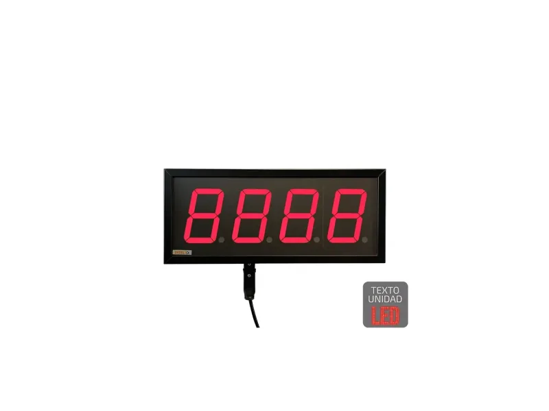 Visualizador numérico 100mm, 4 dígitos, Alto Brillo, TEMPERATURA, IP65, Texto LED