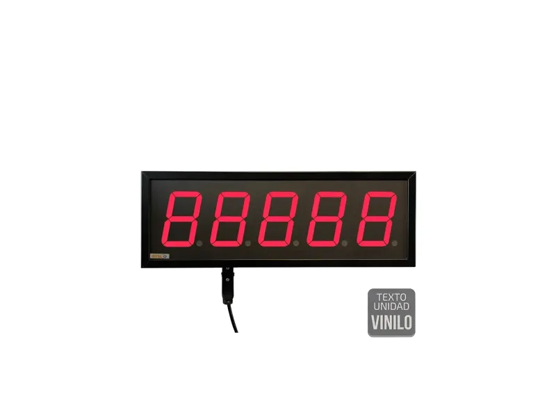 Visualizador numérico 100mm, 5 dígitos, Alto Brillo, TEMPERATURA, IP65, Texto Vinilo