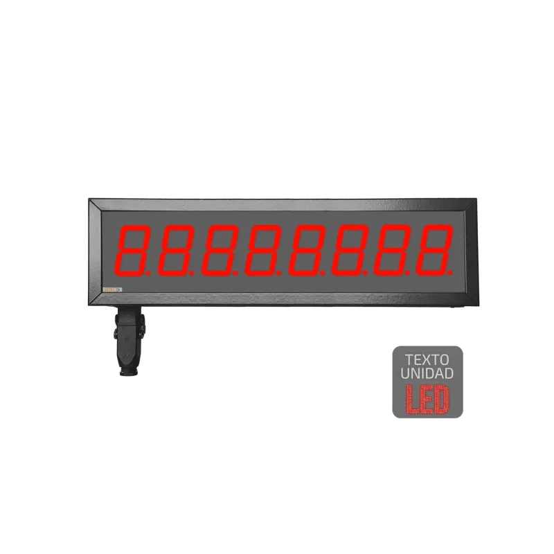 Visualizador Numerico 57mm, 8 digitos, BCD-Contador-Tacometro-Cronómetro +2R, Texto LED, IP65