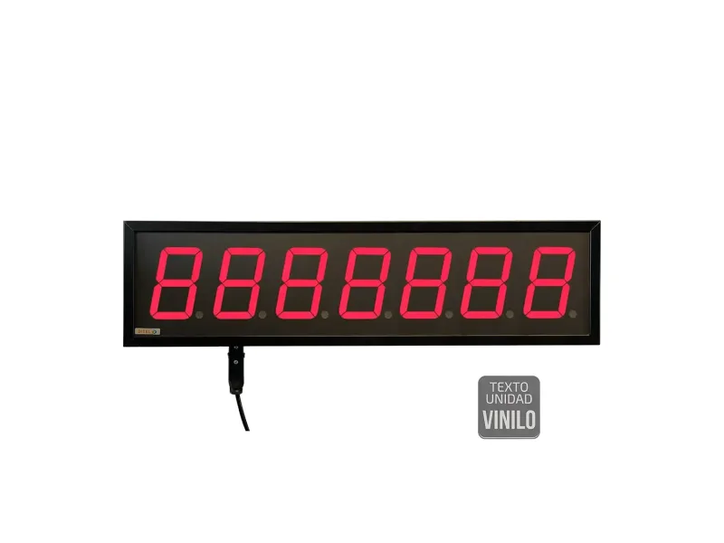 100mm Numeric Display, 7 Digits High Brightness, Double-Sided, BCD-Counter-Tachometer-Stopwatch +2R, Vinyl Text, IP6