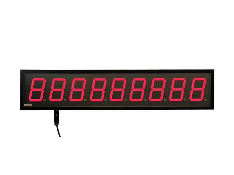 Visualizador Numerico 100mm, 9 digitos alto brillo, Doble cara, BCD-Contador-Tacometro-Cronómetro +2R, 24VDC