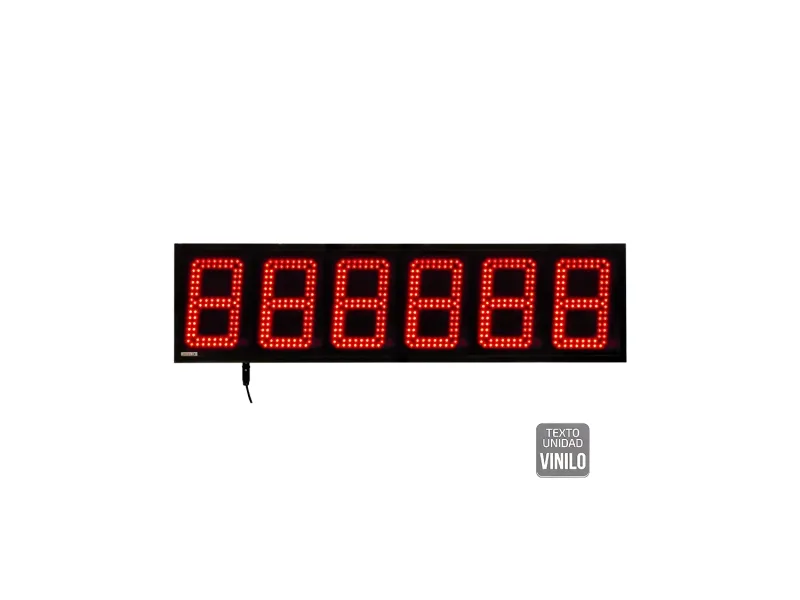 Visualizador Numerico 180mm, 6 digitos, Doble cara, BCD-Contador-Tacometro-Cronómetro +2R, Texto Vinilo